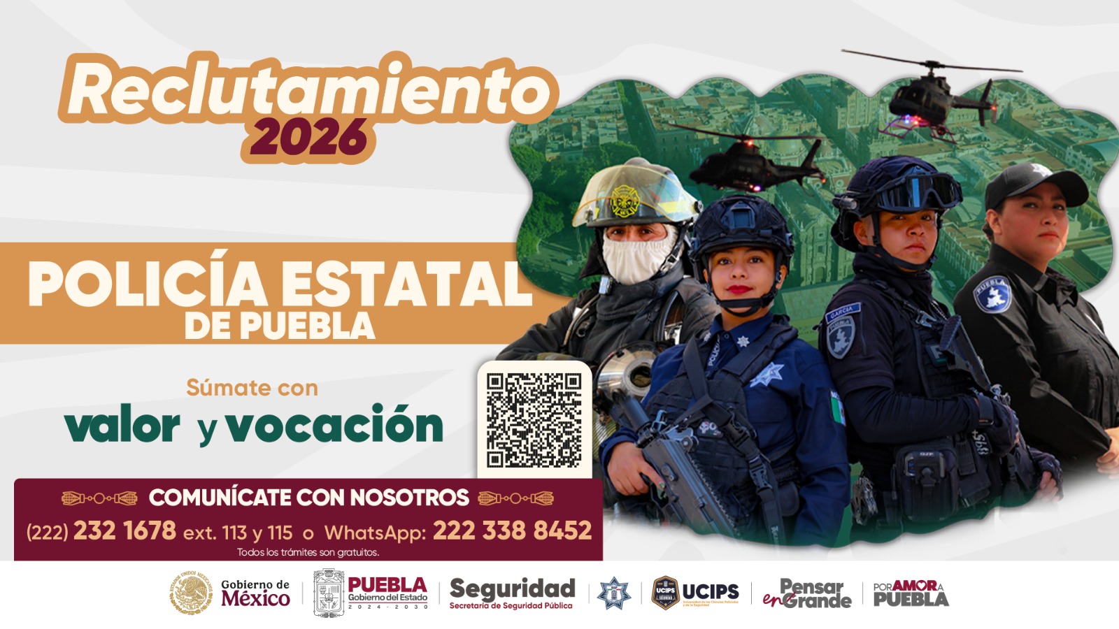Puebla convoca a mujeres y hombres a formar parte de Seguridad Pública Estatal